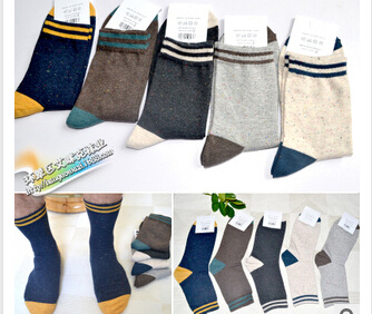 艾咪克-韩国进口纯绵男袜 秋冬新款 时尚条纹袜子 商务袜