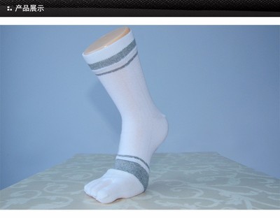 贞正 M1602Z-2五指袜子男纯棉春夏中厚中筒袜 商务条纹全棉分趾袜 厂家 厂家直销图片_高清图_细节图