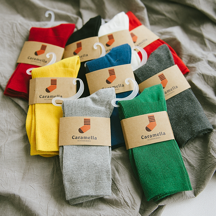 简单复古双针袜子拍摄纯色共九色竖条纹男袜