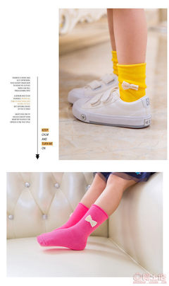 Q1668童趣娃品春季新款女宝纯色卷边蝴蝶结儿童袜子 精致童装，批发首选